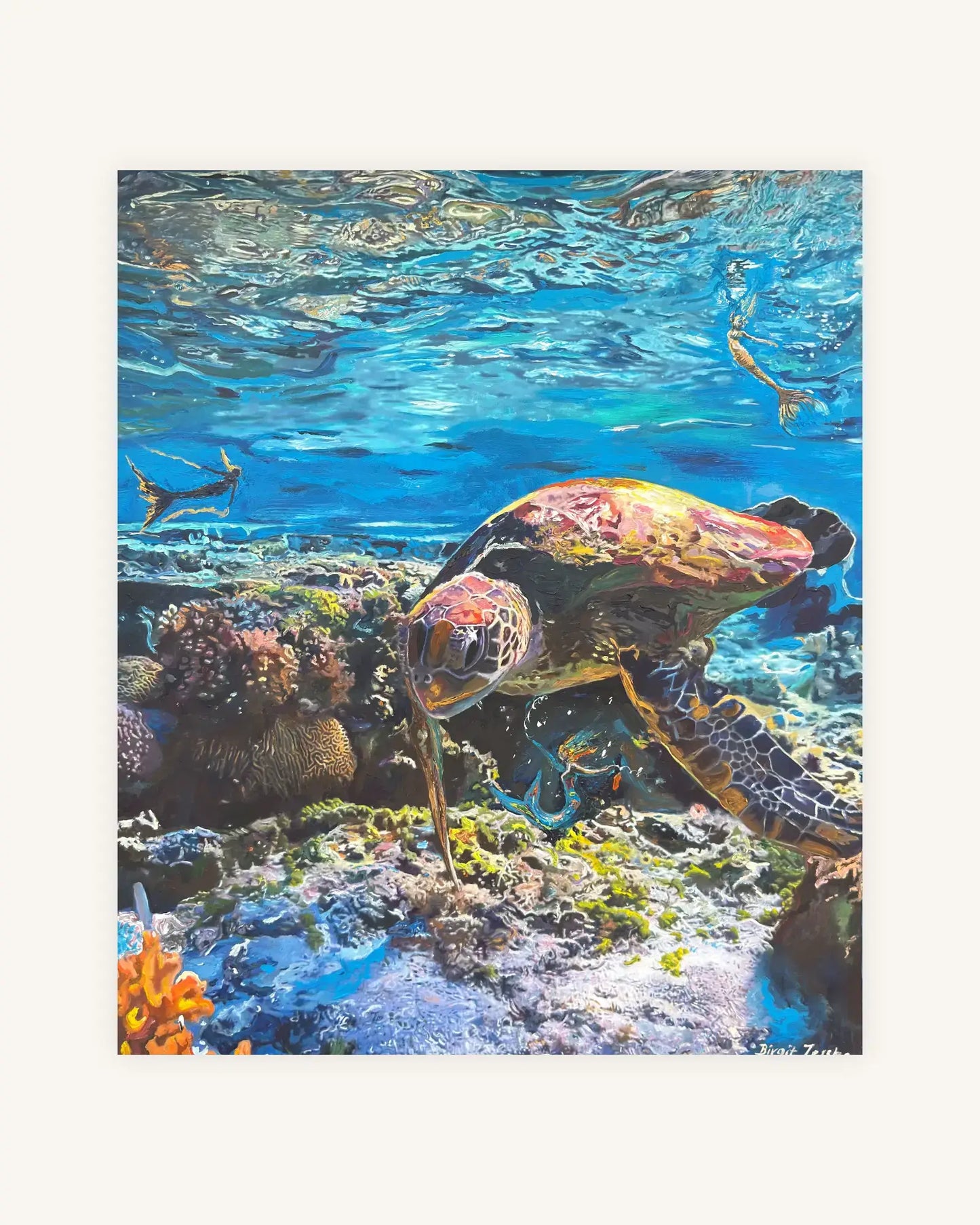Schildkröte suerealistisch mit Meerjungfrauen 0
