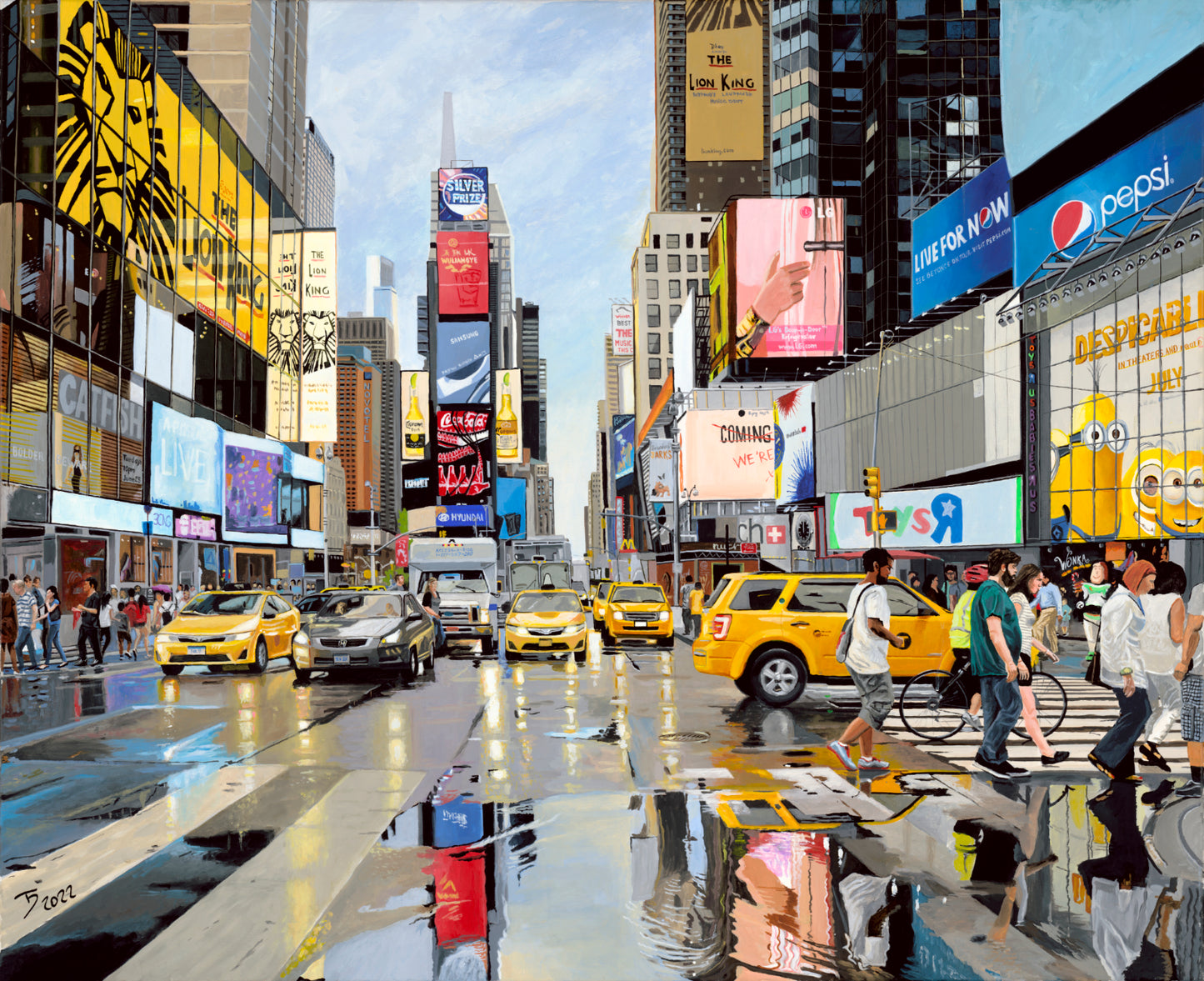 Thomas Düwer zeigt sein einzigartiges Kunstwerk "Rainy Timesquare" Format: 135x110cm Material: Acryl auf Leinwand Jahr: 2022