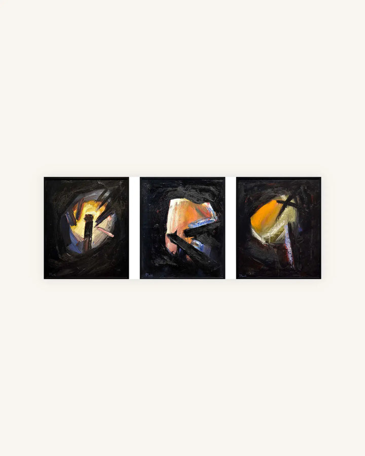 Ohne Titel No. 10 - Triptychon, Nielsen Alurahmen schwarz 0