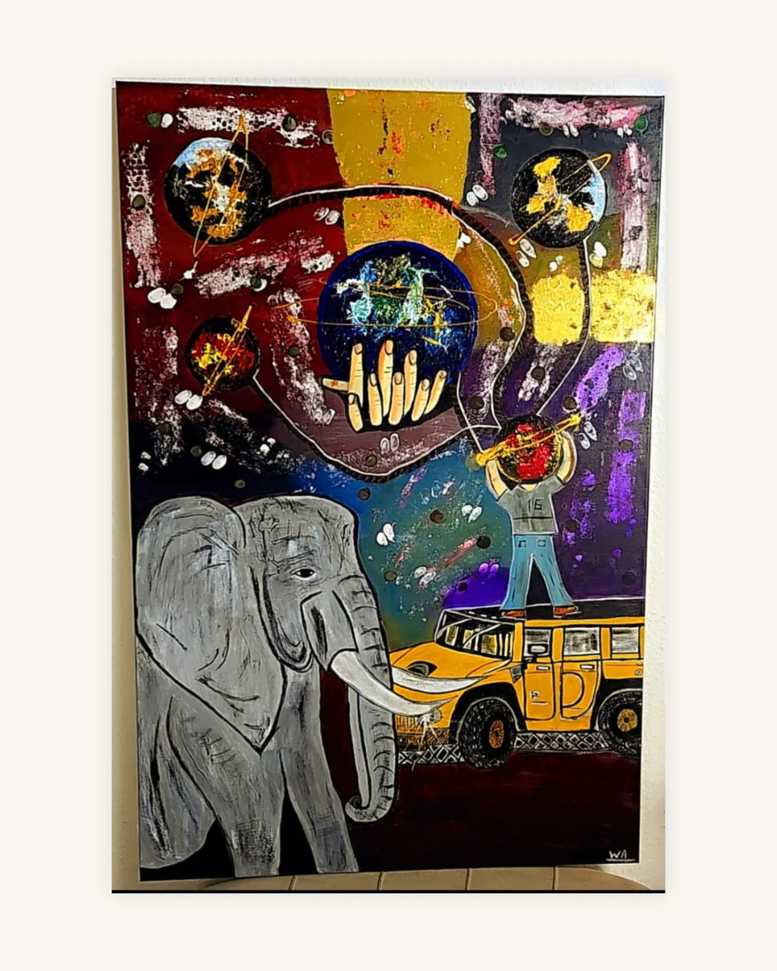 Traum Elefant mit Planeten