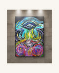 Surreal eye of the abstract ocean with blue,turquoise,pink 0