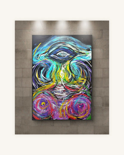 Surreal eye of the abstract ocean with blue,turquoise,pink 0