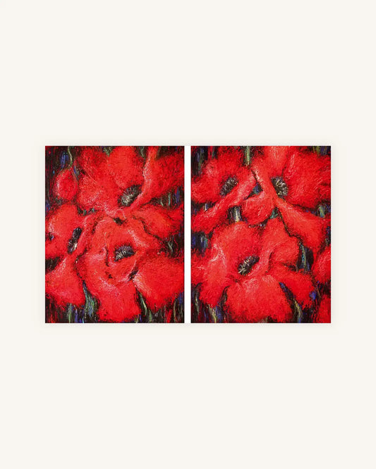 Klatschmohn Expressiv Diptychon, Nielsen Alurahmen mattschwarz lackiert 0