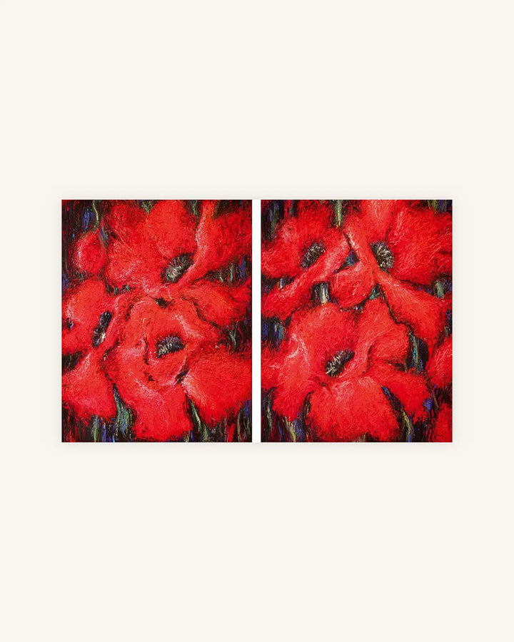 Klatschmohn Expressiv Diptychon, Nielsen Alurahmen mattschwarz lackiert 0
