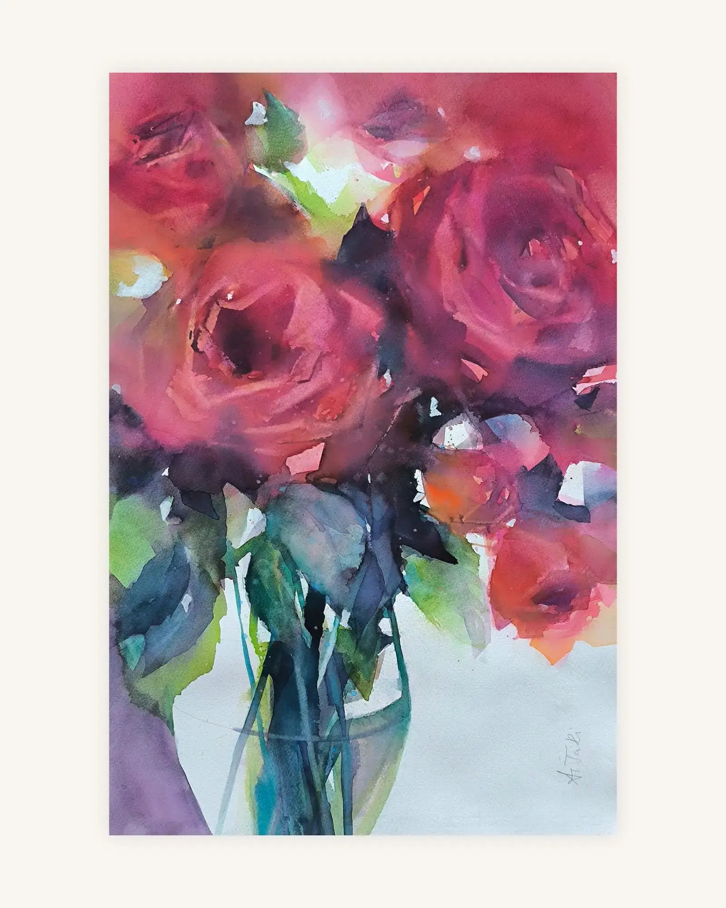 Rote Rosen in leuchtend Rot und Grüntönen I  Crimson Presence 0
