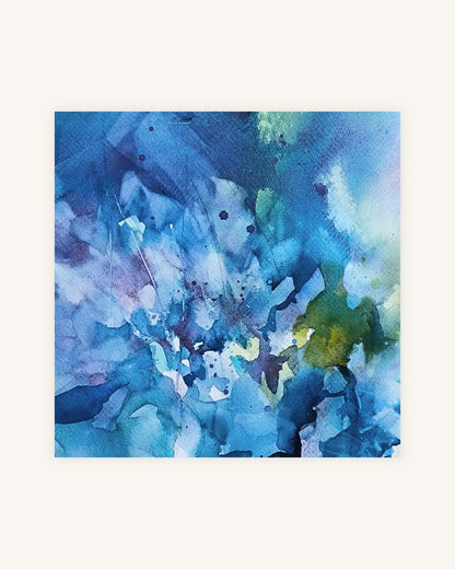 Weiße Pfingstrosen in Blau und Grüntönen I Blue Resonanz 3