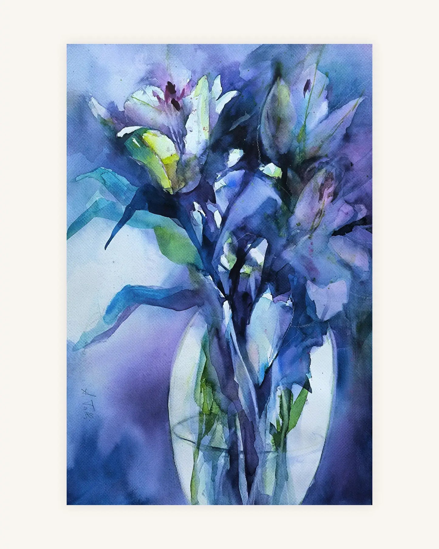 Lilien in Blau und Grüntönen I Between Shadow and Bloom 0