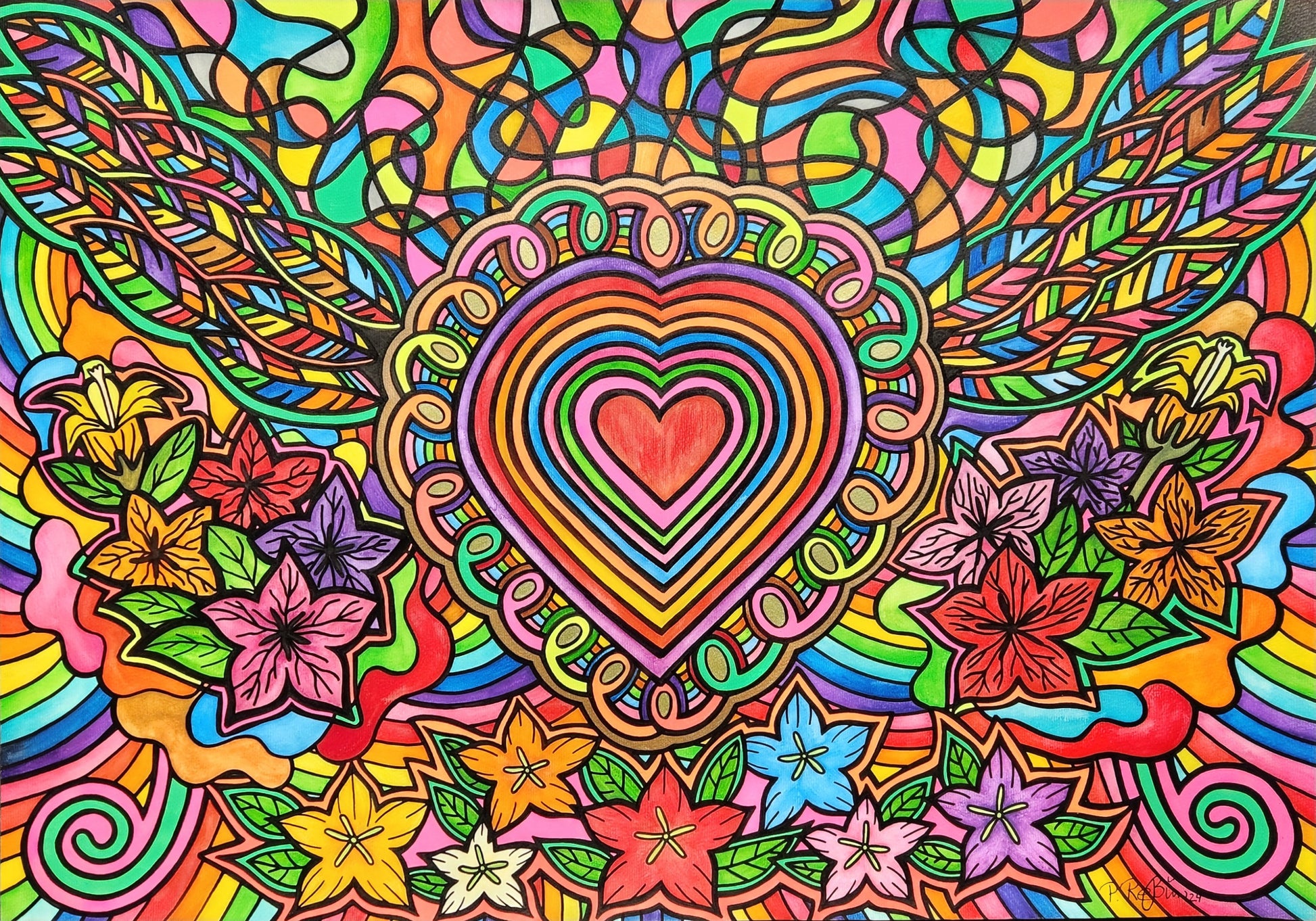 Format 84,1x59,4 cm Technik Mixed Media ( Aquarellstifte, Neon Stifte von Posca,