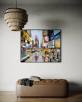 Thomas Düwer zeigt sein einzigartiges Kunstwerk "Rainy Timesquare"  Format: 135x110cm  Material: Acryl auf Leinwand&nbsp;  Jahr: 2022