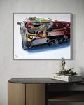 Thomas Düwers einzigartiges Kunstwerk "488GTB"&nbsp;  Format: 75x60  Material: Acryl auf Leinwand&nbsp;  Jahr: 2024