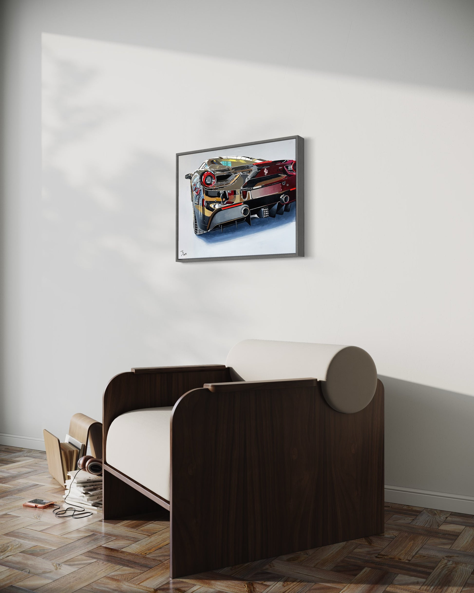 Thomas Düwers einzigartiges Kunstwerk "488GTB"&nbsp;  Format: 75x60  Material: Acryl auf Leinwand&nbsp;  Jahr: 2024