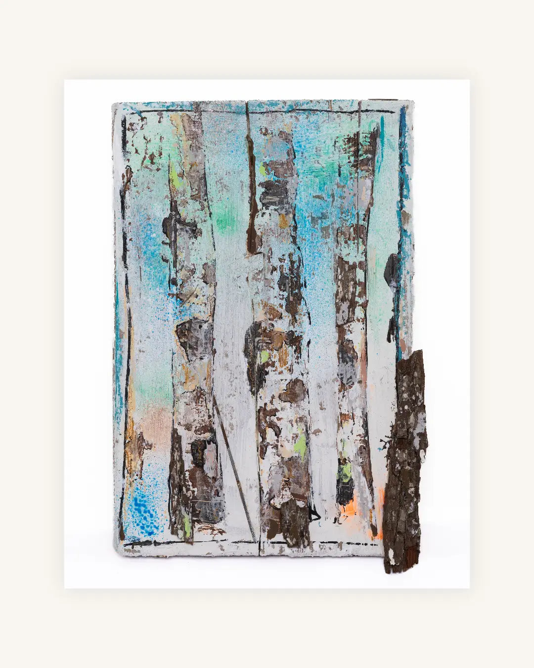 ´Three Trees´ Acryl/Collage auf Gerüstbaubohle