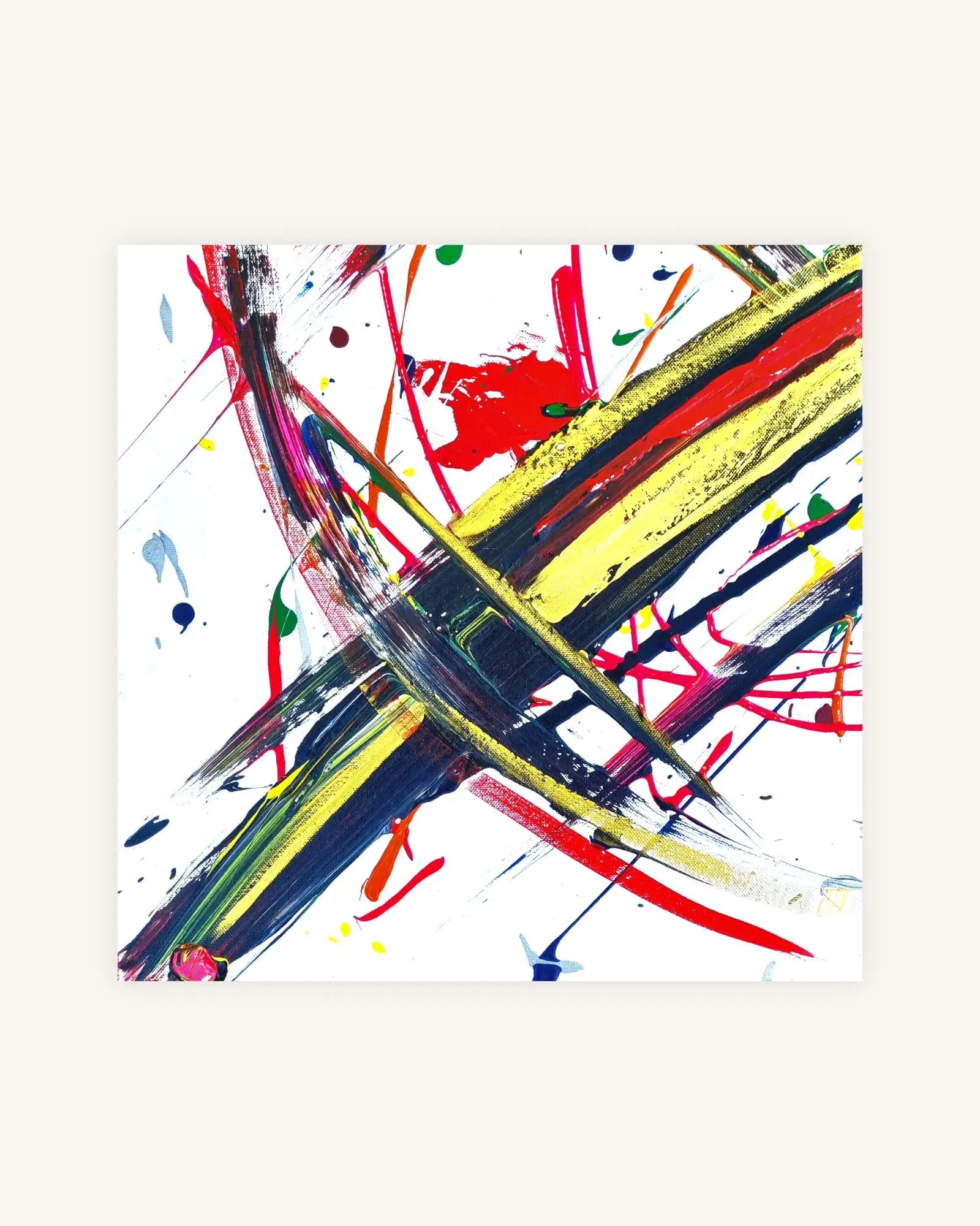 Unity in Chaos of black,gold,red,yellow,green,blue on white 2