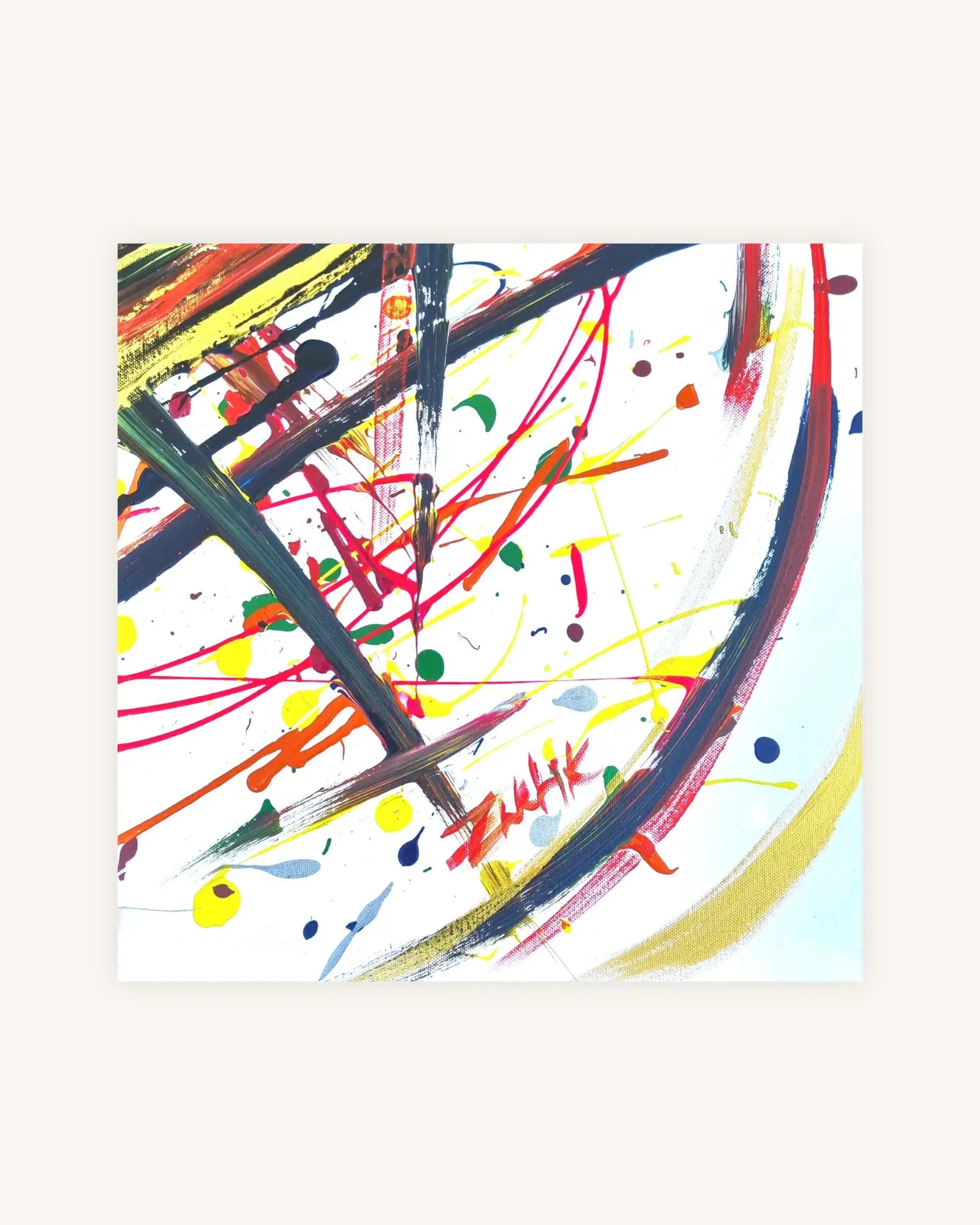 Unity in Chaos of black,gold,red,yellow,green,blue on white 3