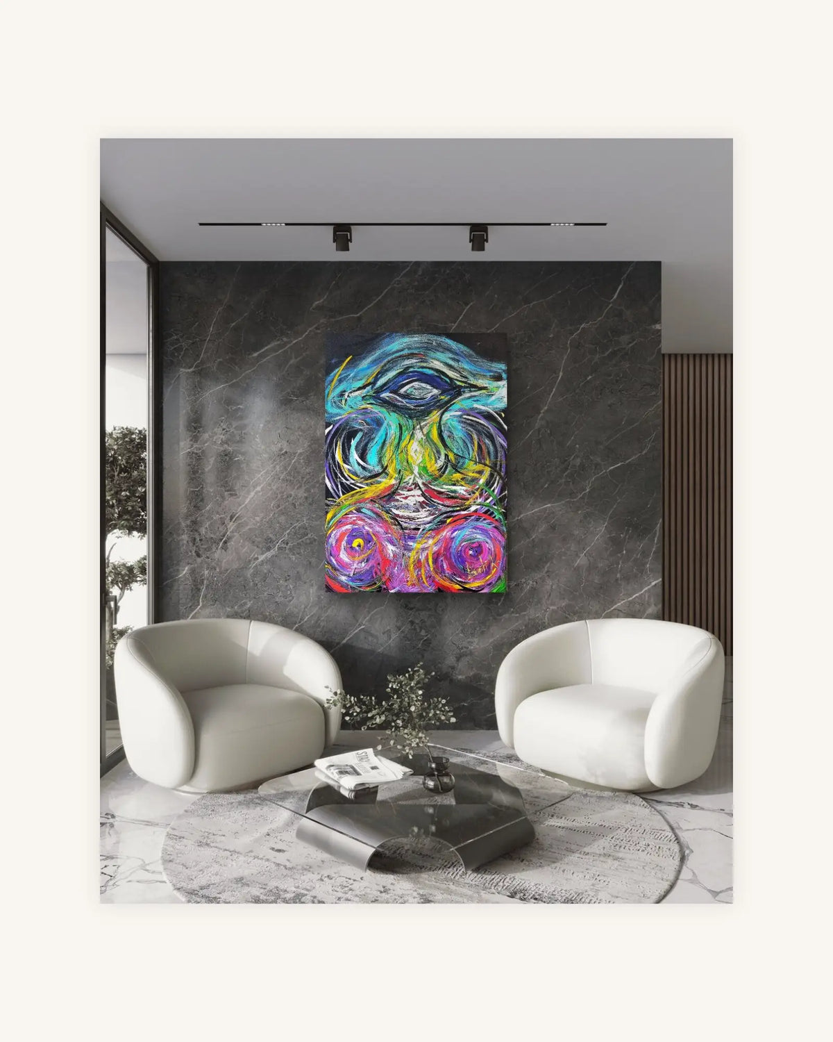 Surreal eye of the abstract ocean with blue,turquoise,pink 1