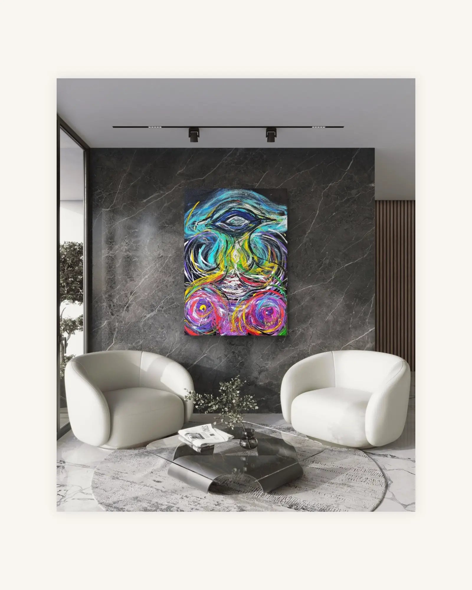 Surreal eye of the abstract ocean with blue,turquoise,pink 1