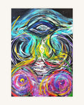 Surreal eye of the abstract ocean with blue,turquoise,pink 4