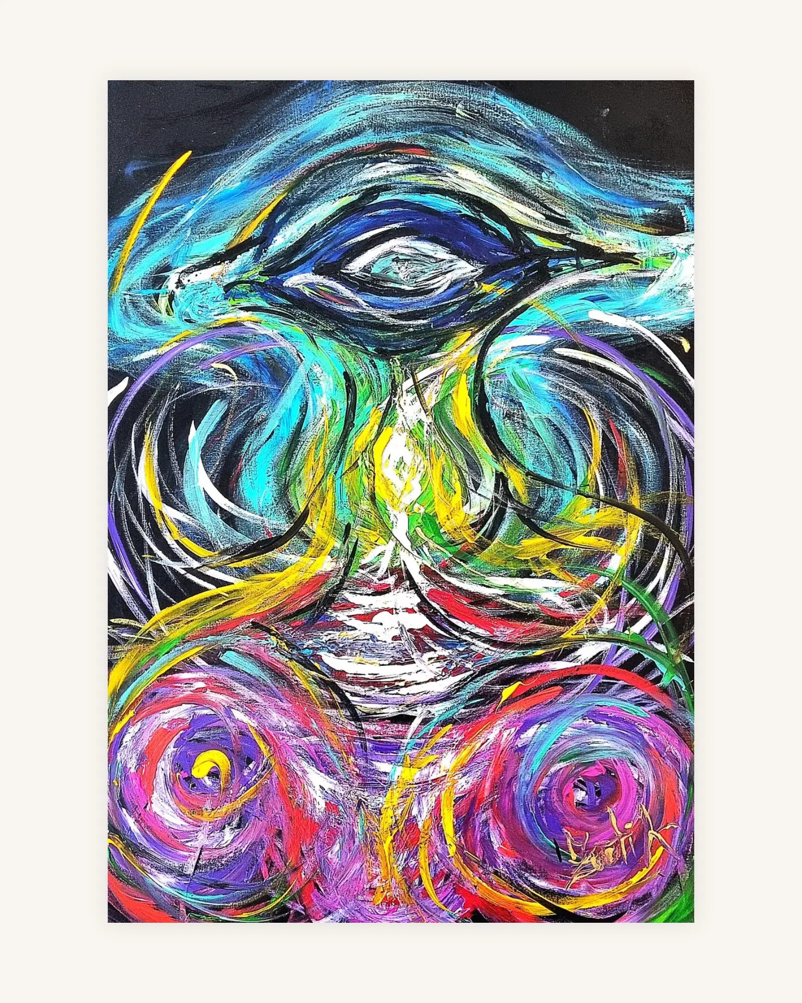 Surreal eye of the abstract ocean with blue,turquoise,pink 4