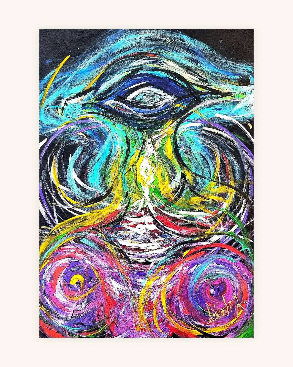 Surreal eye of the abstract ocean with blue,turquoise,pink 4