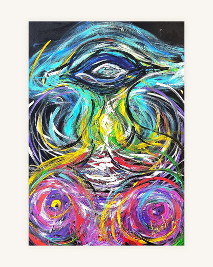 Surreal eye of the abstract ocean with blue,turquoise,pink 4