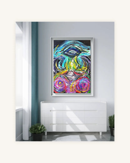 Surreal eye of the abstract ocean with blue,turquoise,pink 6