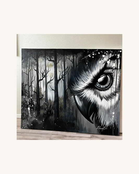 Owl in the dark night 0