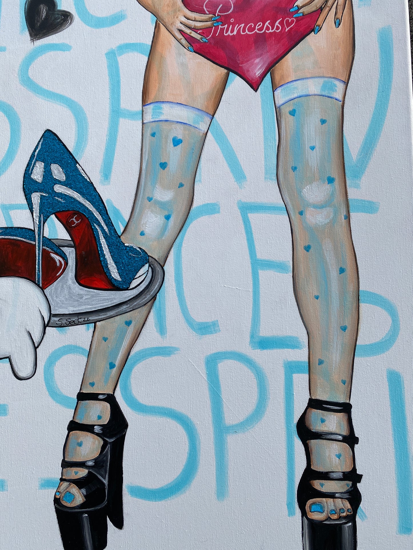 blue shoes