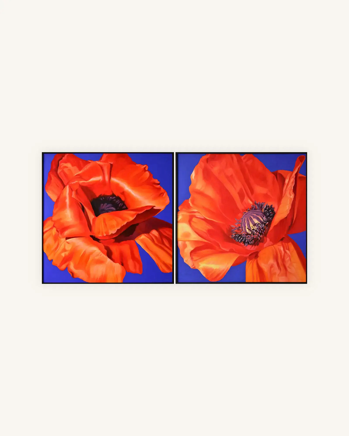 Klatschmohn Diptychon, Nielsen Alurahmen mattschwarz lackiert 0