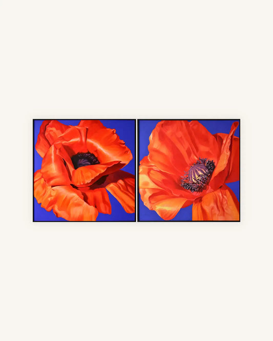 Klatschmohn Diptychon, Nielsen Alurahmen mattschwarz lackiert 0