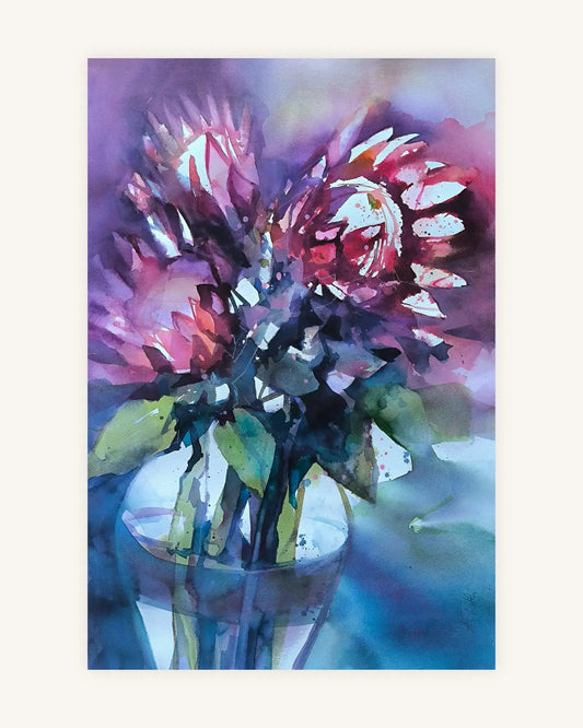 Protea in Rot-, Violett- und Grüntönen I Blooming Crown 0