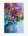 Blumenstrauß mit Rosa-,Rot und Violetttönen I Blue Pitcher Bloons 0