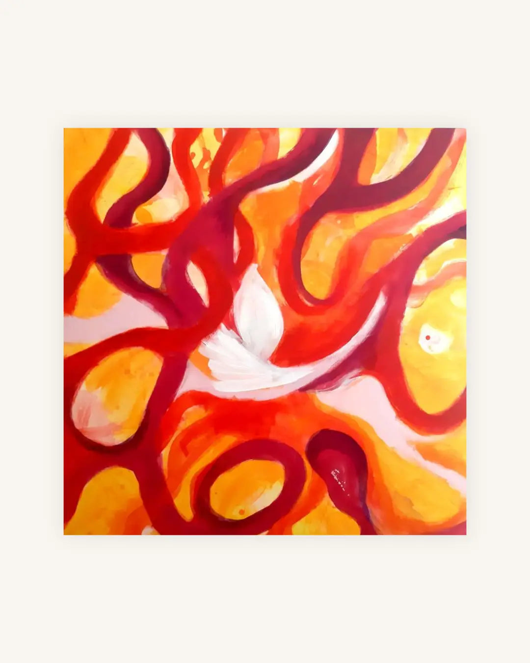 „Fire Dancer“ – abstraktes Acrylbild in leuchtendem Orange und Rot